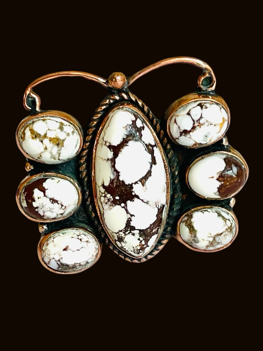 Wild Horse Jasper And Copper Adjustable Ring - Picture 3 of 8